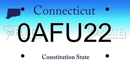 0AFU22 Connecticut License Plate