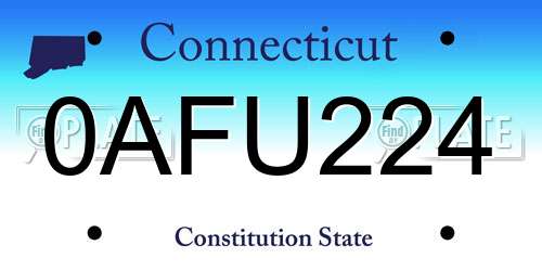 0AFU224 Connecticut License Plate