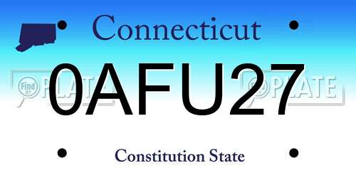 0AFU27 Connecticut License Plate