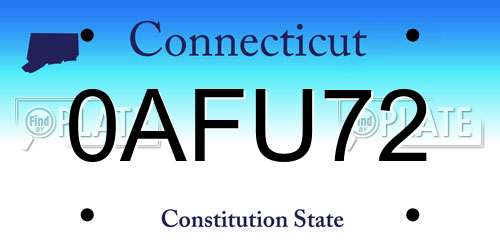 0AFU72 Connecticut License Plate