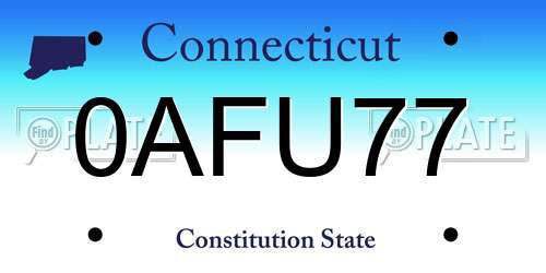 0AFU77 Connecticut License Plate