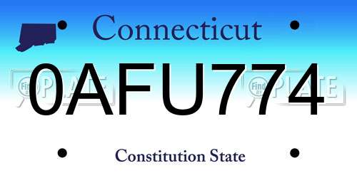 0AFU774 Connecticut License Plate