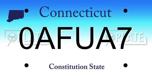0AFUA7 Connecticut License Plate