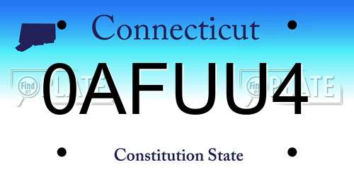0AFUU4 Connecticut License Plate