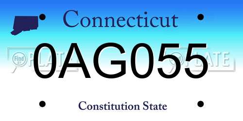 0AG055 Connecticut License Plate
