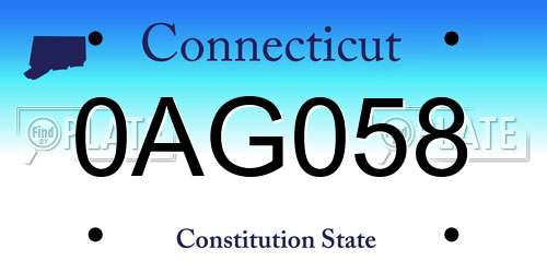 0AG058 Connecticut License Plate