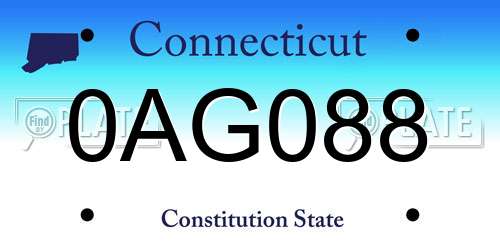 0AG088 Connecticut License Plate