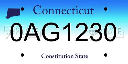 0AG1230 Connecticut License Plate