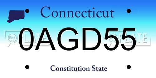 0AGD55 Connecticut License Plate