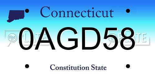 0AGD58 Connecticut License Plate