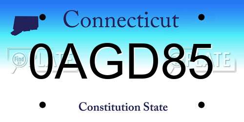 0AGD85 Connecticut License Plate