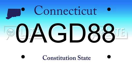 0AGD88 Connecticut License Plate