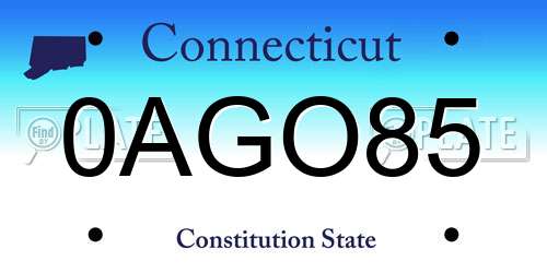 0AGO85 Connecticut License Plate