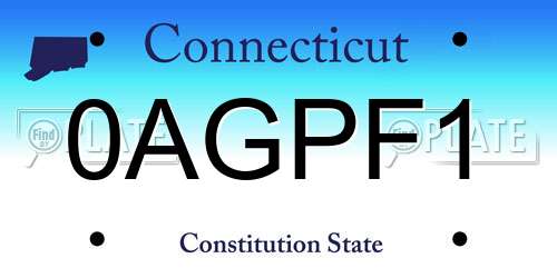 0AGPF1 Connecticut License Plate