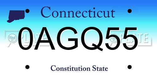 0AGQ55 Connecticut License Plate