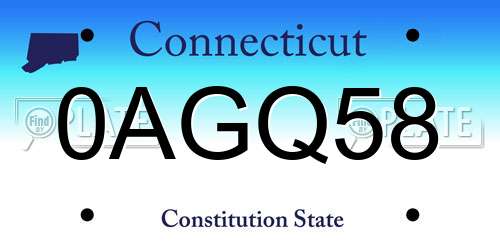 0AGQ58 Connecticut License Plate