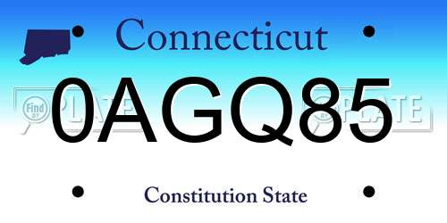 0AGQ85 Connecticut License Plate