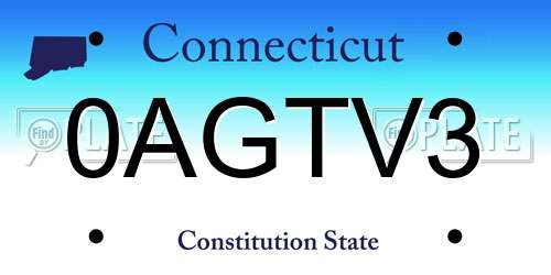 0AGTV3 Connecticut License Plate