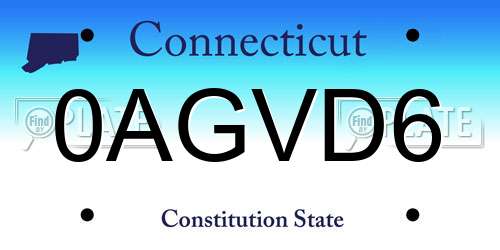 0AGVD6 Connecticut License Plate