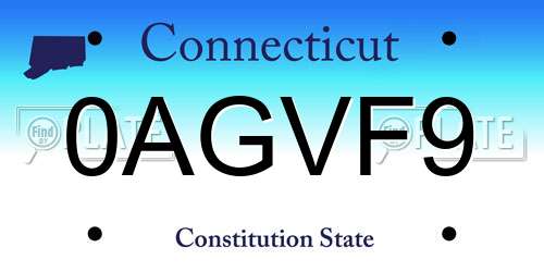 0AGVF9 Connecticut License Plate