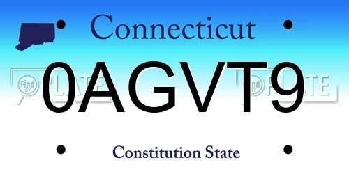 0AGVT9 Connecticut License Plate