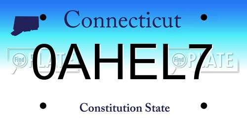 0AHEL7 Connecticut License Plate
