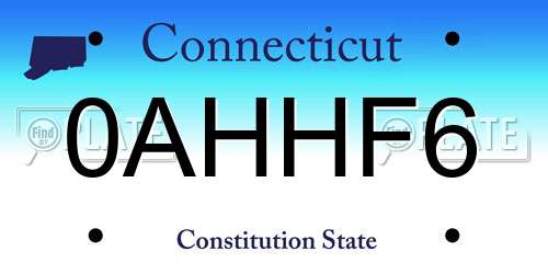 0AHHF6 Connecticut License Plate