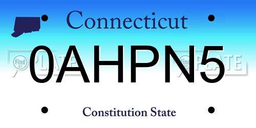0AHPN5 Connecticut License Plate