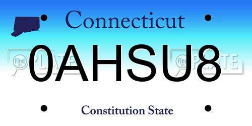 0AHSU8 Connecticut License Plate
