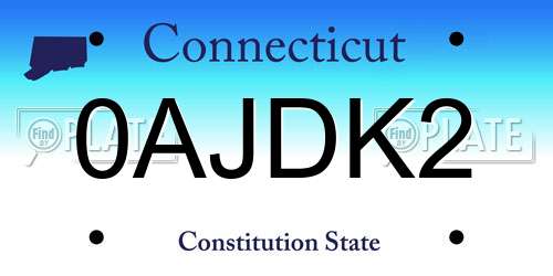 0AJDK2 Connecticut License Plate
