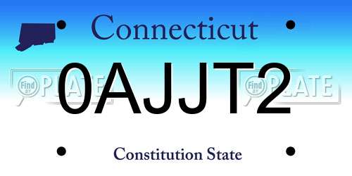 0AJJT2 Connecticut License Plate