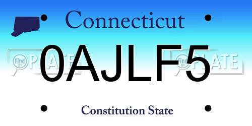 0AJLF5 Connecticut License Plate