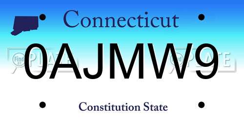 0AJMW9 Connecticut License Plate