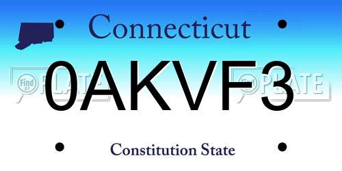 0AKVF3 Connecticut License Plate