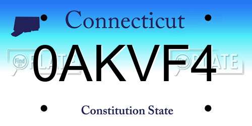 0AKVF4 Connecticut License Plate