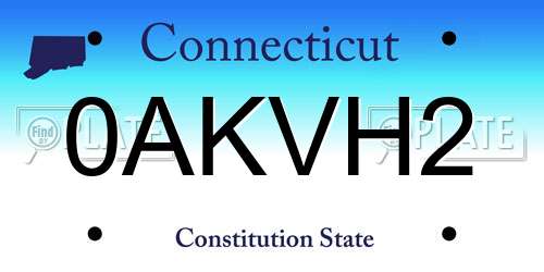 0AKVH2 Connecticut License Plate