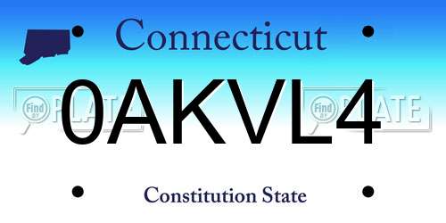 0AKVL4 Connecticut License Plate