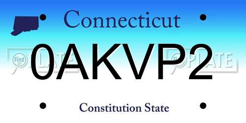 0AKVP2 Connecticut License Plate