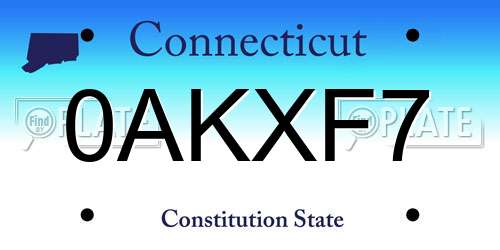 0AKXF7 Connecticut License Plate