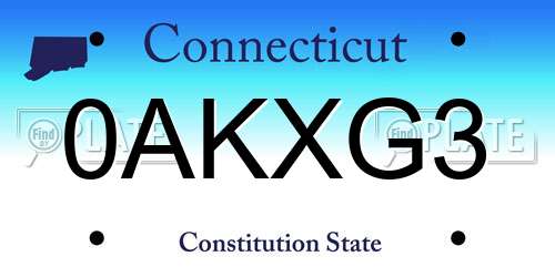 0AKXG3 Connecticut License Plate