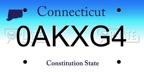 0AKXG4 Connecticut License Plate