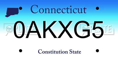 0AKXG5 Connecticut License Plate