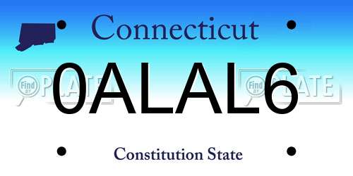 0ALAL6 Connecticut License Plate