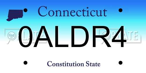 0ALDR4 Connecticut License Plate
