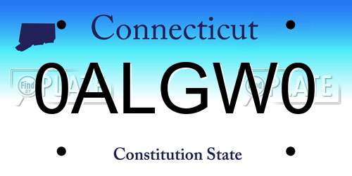 0ALGW0 Connecticut License Plate