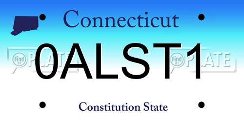 0ALST1 Connecticut License Plate