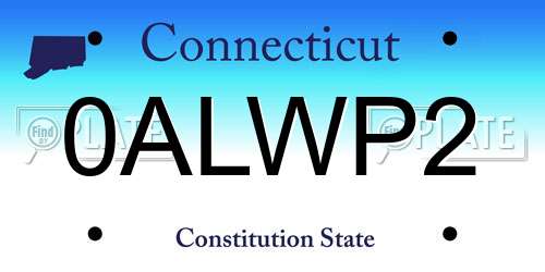 0ALWP2 Connecticut License Plate