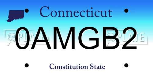0AMGB2 Connecticut License Plate