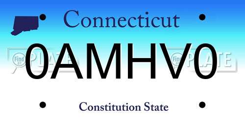 0AMHV0 Connecticut License Plate