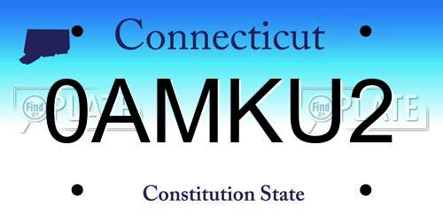 0AMKU2 Connecticut License Plate